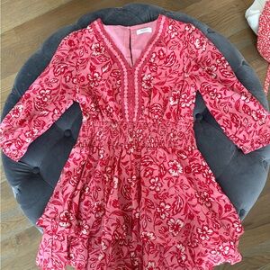 Elegant Pink Floral Long Sleeve Dress